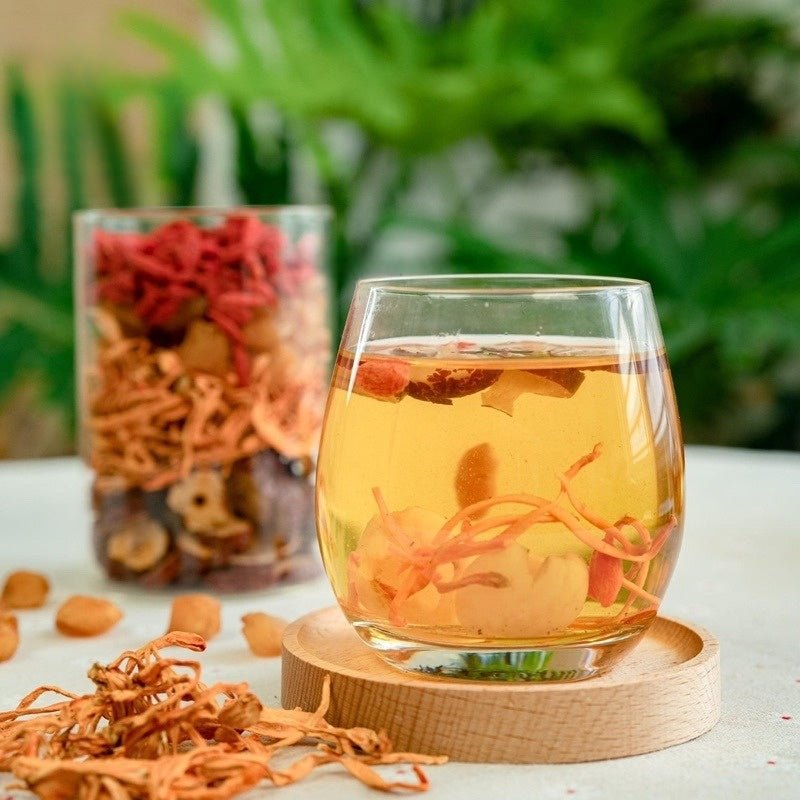 Trà Đông Trùng 4 Vị - Cordyceps, Logan, Goji, Date. - Duc Thanh Kho Bo